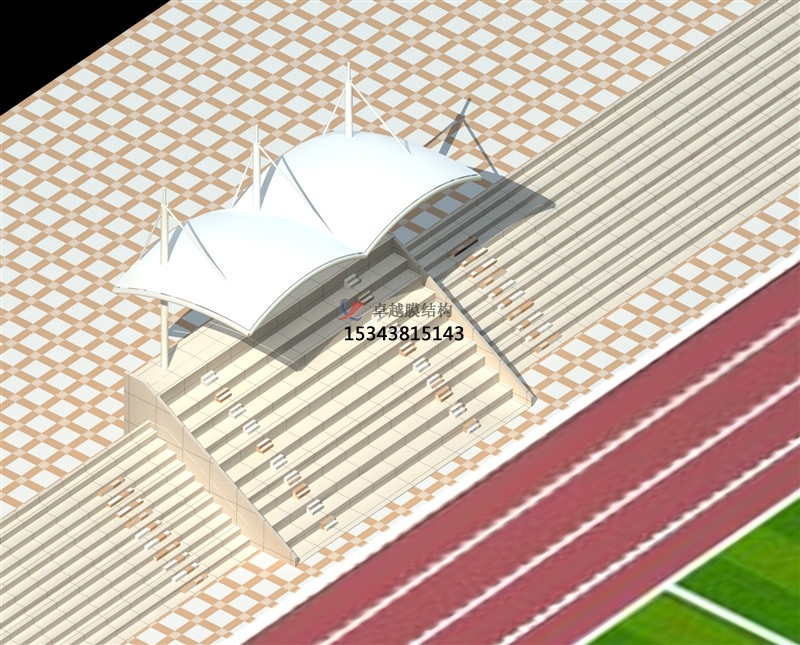 中陽體育公園膜結(jié)構(gòu)【看臺(tái)雨棚】門球場(chǎng)案例